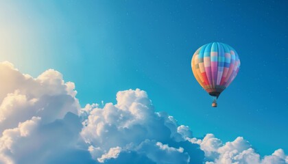 Fototapeta premium Floating Through the Sky: A Stunning Hot Air Balloon Adventure - AR 7:4