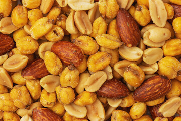 a mixture of roasted nuts and corn with almonds