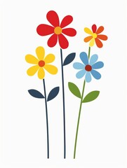 Vibrant Flowers for a Playful Background Generative AI