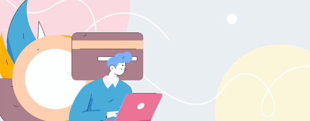 Online shopping payment security character flat vector concept operation hand drawn illustration
