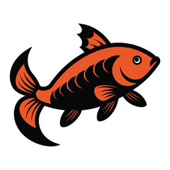 Solid color Carp fish animal vector design