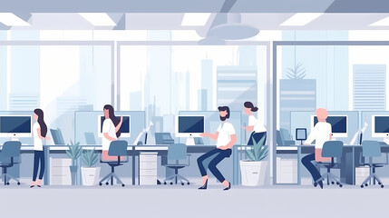 Obraz premium Training of employees in the office. Paper cut style.