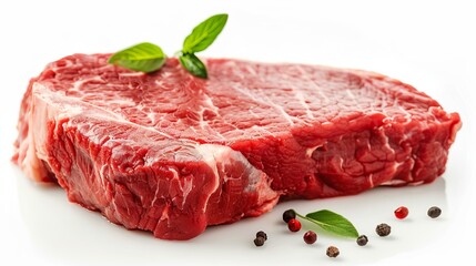 beef raw steak isolated on white background.