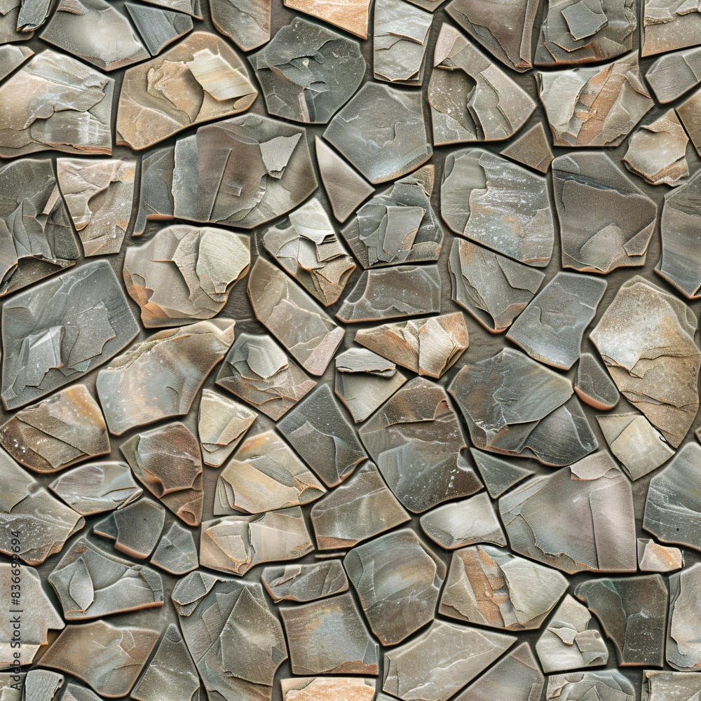 Poster a seamless pattern featuring photo realistic textures of rough stone surfaces intricately arranged i