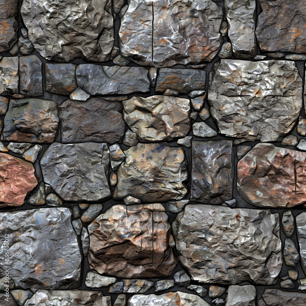 Poster a seamless pattern with intricate photo realistic stone and brick textures