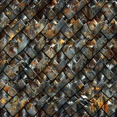 A seamless pattern of photo realistic grunge metal textures intricately arranged