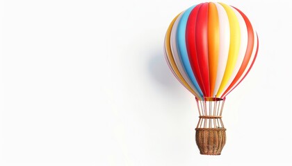 Fototapeta premium Up, Up and Away: Vibrant Hot-Air Balloon Soaring against a Pure White Sky