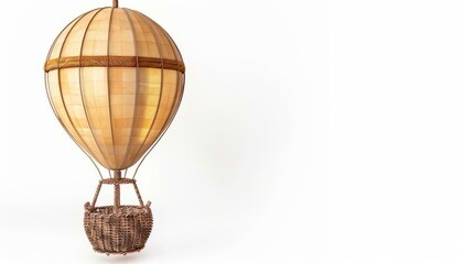 Obraz premium Ascending Elegance: A Vibrant Hot-Air Balloon Soaring on a White Canvas