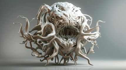 3D Model Abstract Art of Frightful metamorphic shapeshifting abstract Halloween monster mutation abhorrent sculpture
