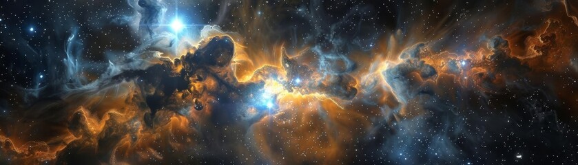 Obraz premium 3D Model Abstract Art of Celestial stellar nursery abstract artwork of vibrant nebula birthing brilliant newborn stars