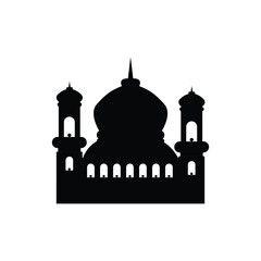 Mosque silhouette on white background. Religious design element. eps 10. Suitable for religious designs, places of worship, religious architecture etc