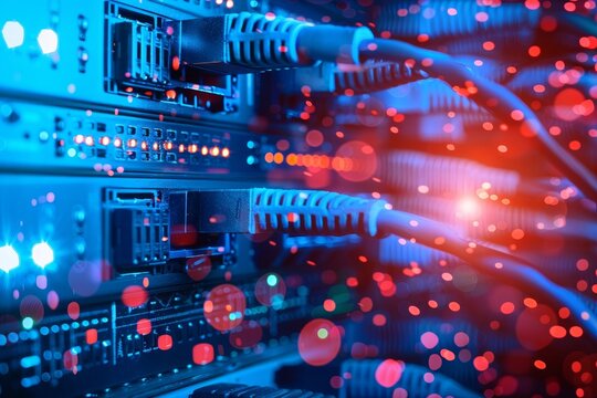 High-quality abstract network data center 5g connection technology fiber optic cable future light