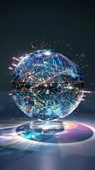 Model Abstract Art of Abstract weather data visualization sphere with dynamic holographic projections