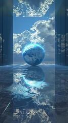 3D Model Abstract Art of Abstract global weather visualization sphere with realtime climate updates