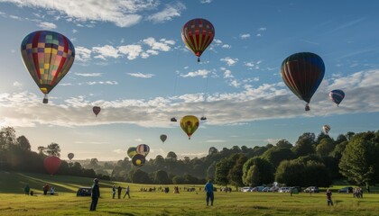 Fototapeta premium Up, Up, and Away: The Spectacular Launch of Hot Air Balloons at the Bristol International Balloon Fi