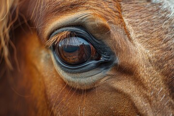 Close-up shot of a captivating brown horses eye in high-quality photography