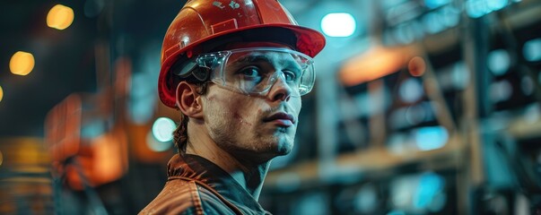 engineer wearing a hard hat looking out over an industrial plant with complex machinery.