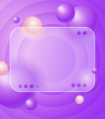 Creative glassmorphism illustration design with transparent message frame and floating spheres template
