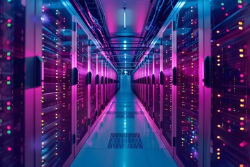 Fototapeta premium Illustration of Processing data at the edge of the network, closer to where it is generated, to reduce latency and improve real-time decision-making. Ai Generate.