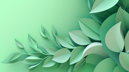 Background with light green  gradient color paper cut vector image