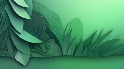 Background with light green  gradient color paper cut vector image