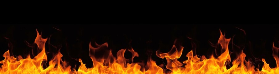 
The burning flames are isolated on a black background
