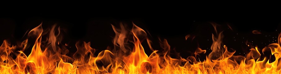 Fototapeta premium The burning flames are isolated on a black background 