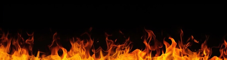 
The burning flames are isolated on a black background

