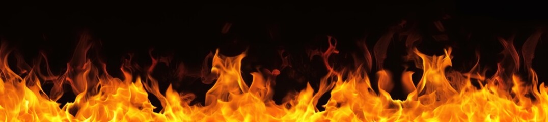 
The burning flames are isolated on a black background
