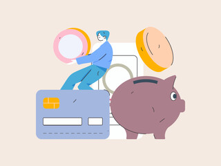 Online shopping payment security character flat vector concept operation hand drawn illustration
