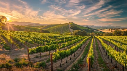 Fototapeta premium A picturesque vineyard using recycled water systems and eco-friendly practices generated by AI