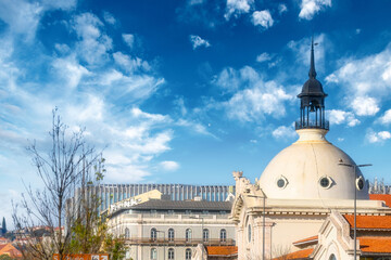 Architectural dome of Mercado da Ribeira, Lisbon, Portugal