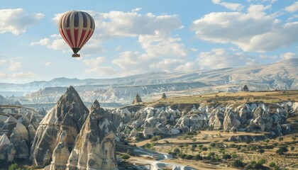Spectacular views from a hot air balloon over Cappadocia, Turkey