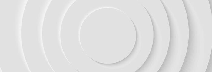 Obraz premium Modern abstract white circle shape background. Elegant geometric shape overlay pattern with light shadow. Suit for wallpaper, cover, poster, banner, brochure, presentation, website