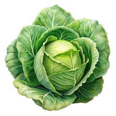 Green cabbage illustration isolated on white background
