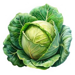 Fototapeta premium Green cabbage illustration isolated on white background