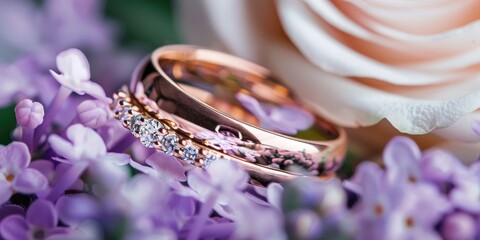 Naklejka premium Close-Up of Rose Gold Wedding Rings