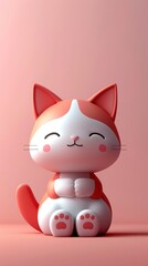 A cute little cat on pink background, 3D style.