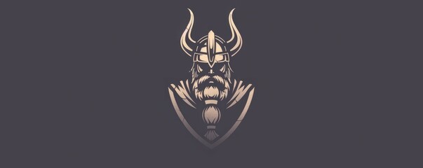 drawing of a Viking helmet icon on a distressed background.