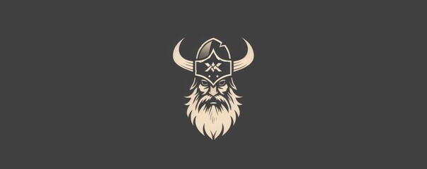 drawing of a Viking helmet icon on a distressed background.