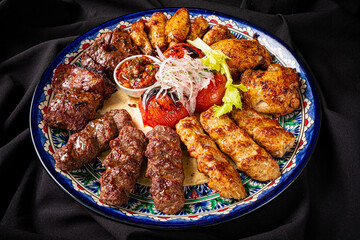 grilled meat with fresh salad