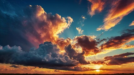 Granater AI  Sun shining through clouds, creating a mesmerizing scene of light and shadow in the sky.