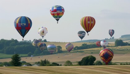 Fototapeta premium Chambley Hot Air Balloon Reunion: A Spectacular Event in Lorraine