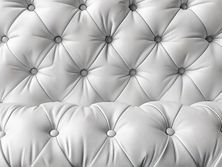 Close-up white leather couch buttons