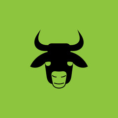 Cow Head From Front. Iconic Style. Vector