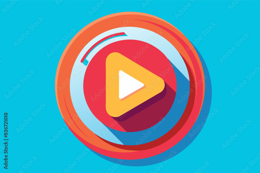 Poster a video player button with a long shadow, A play button icon for video playback and entertainment