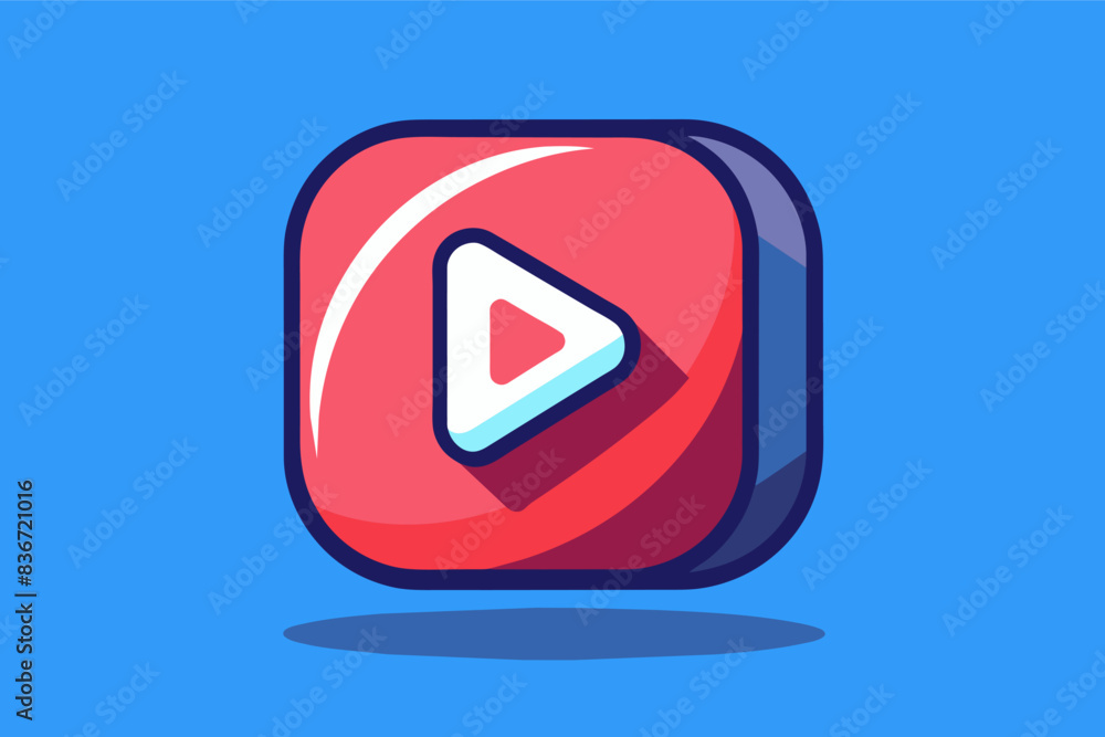 Poster a video player button with a long shadow, A play button icon for video playback and entertainment