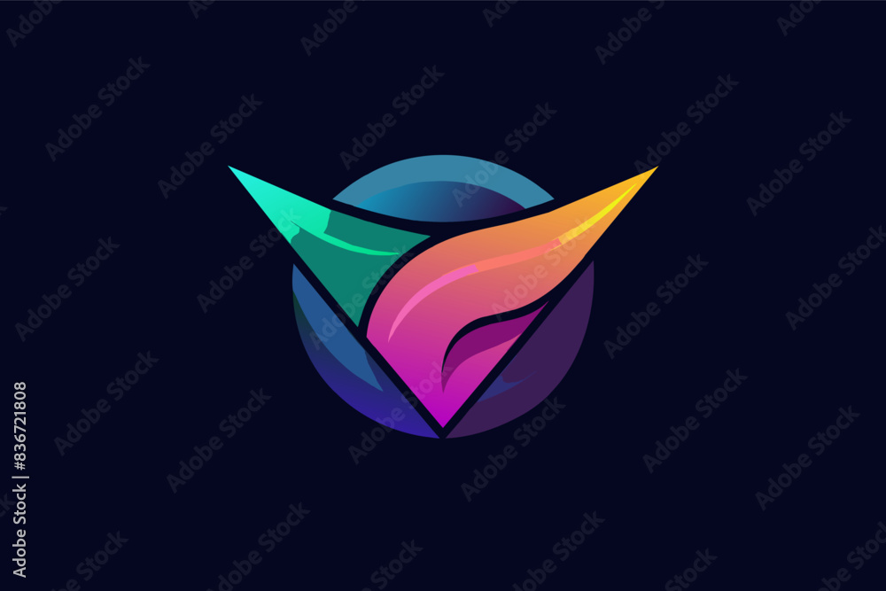Poster a logo with a leaf inside of it, a logo with a leaf inside of it, A gradient logo with a smooth color transition for a modern look
