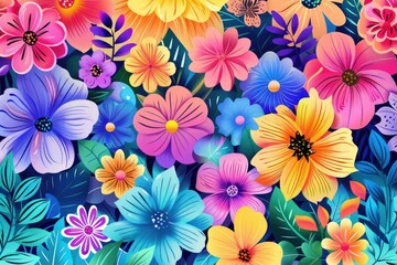 Floral Patterns Flowers and foliage in rainbow colors, either realistic or stylized
