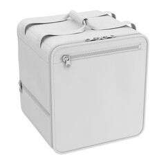 Clay render of food delivery courier bag mockup isolated on white background - 3D illustration